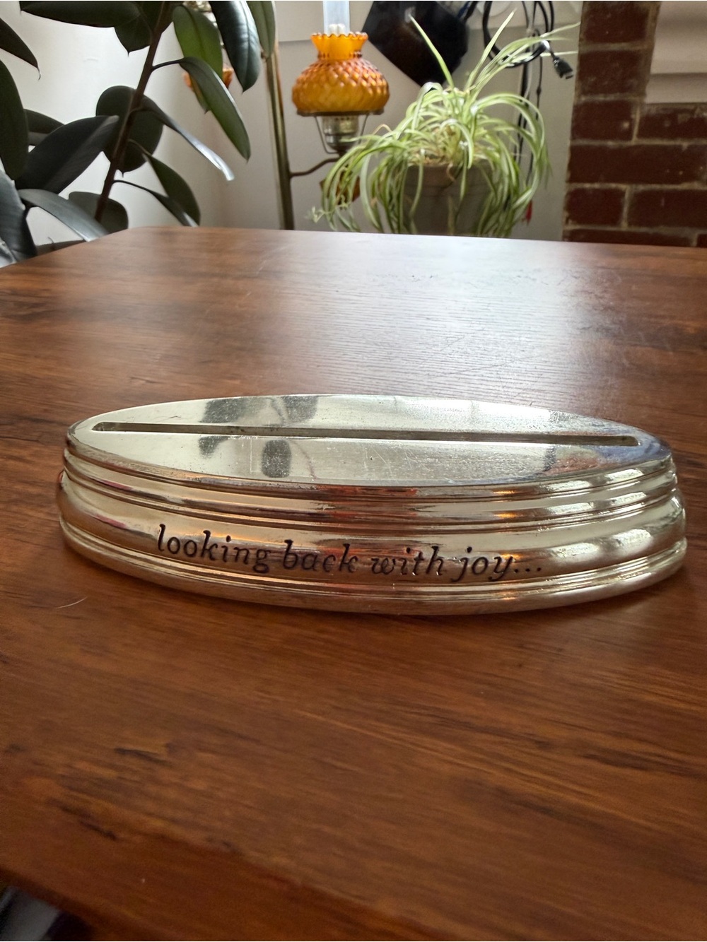 Hallmark metal photo holder - "looking back with joy, looking forward with love”